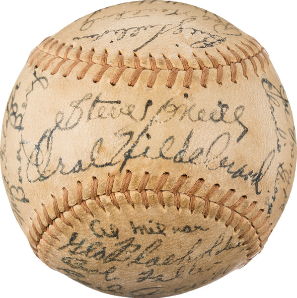 The Finest 1936 Cleveland Indians Team Signed Baseball Bob Feller Rookie PSA DNA