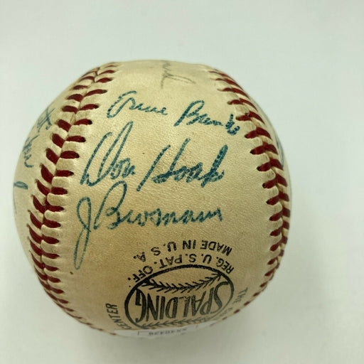 Nice 1956 Chicago Cubs Team Signed National League Baseball Ernie Banks JSA COA