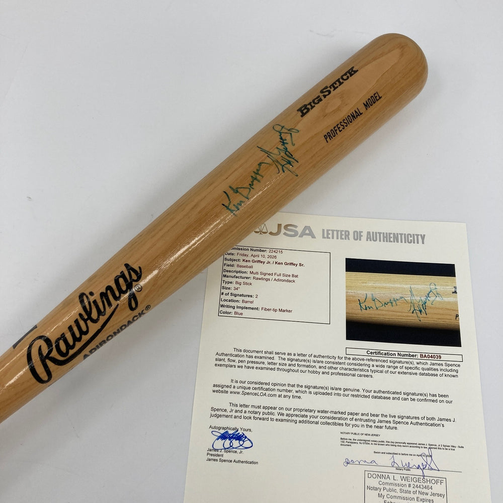 Ken Griffey Jr. & Ken Griffey Sr. Signed Rawlings Baseball Bat JSA COA