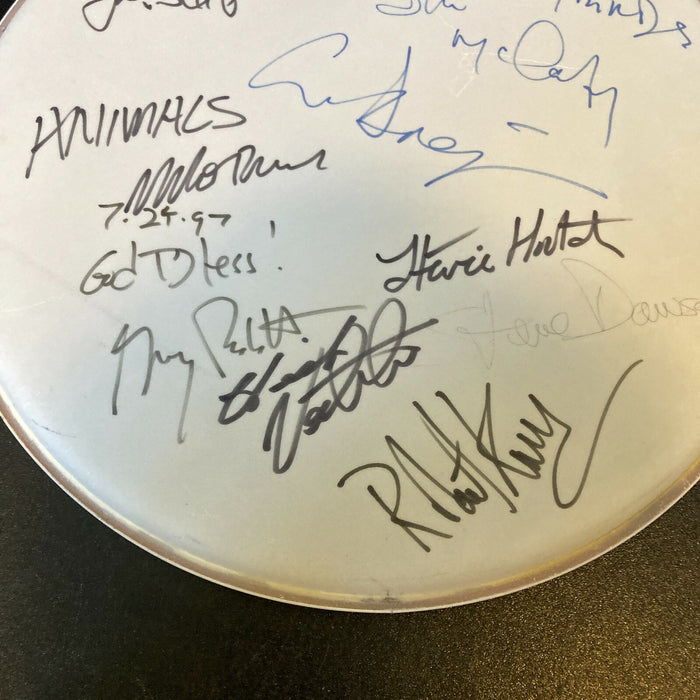 The Yardbirds & The Animals Bands Signed Drumhead JSA COA 9 Signatures
