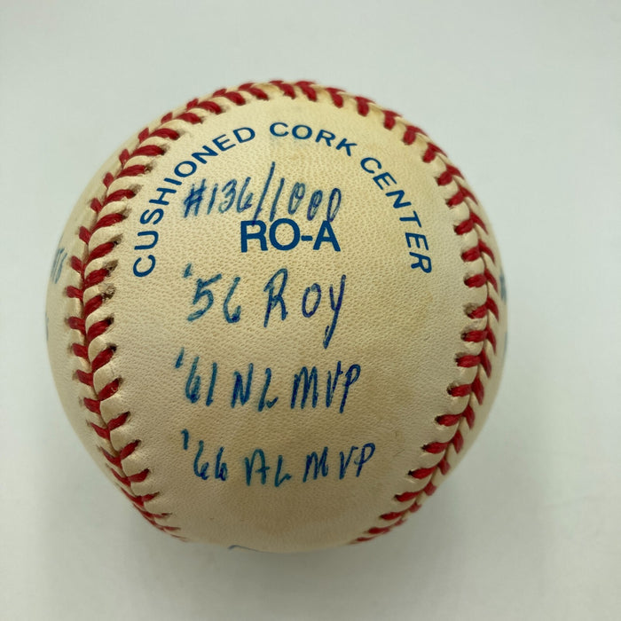 Frank Robinson Signed Heavily Inscribed Career STAT Baseball Reggie Jackson COA