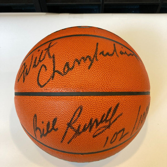Wilt Chamberlain & Bill Russell Signed NBA Game Basketball JSA Graded 9 MINT
