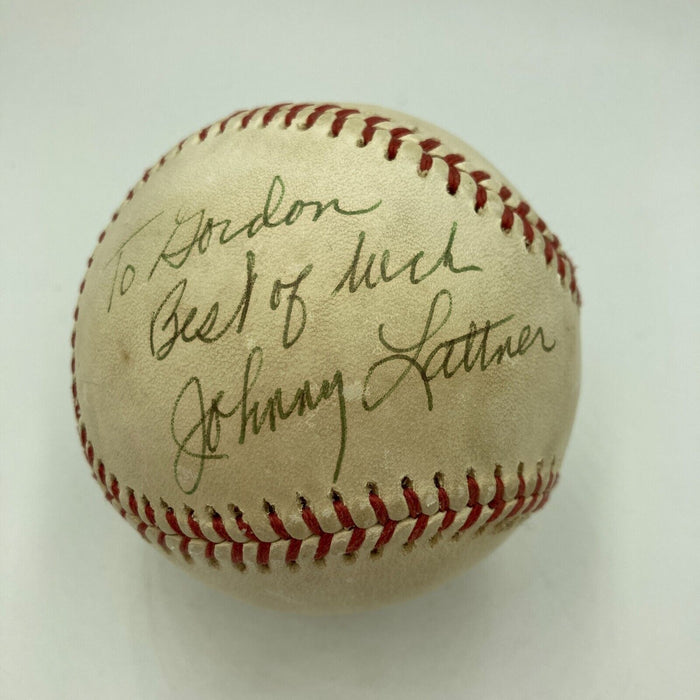 JOHNNY LATTNER Signed Vintage NL Baseball Heisman Trophy Winner JSA COA