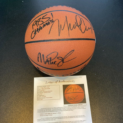 1984-85 Los Angeles Lakers NBA Champs Starting 5 Team Signed Basketball JSA COA