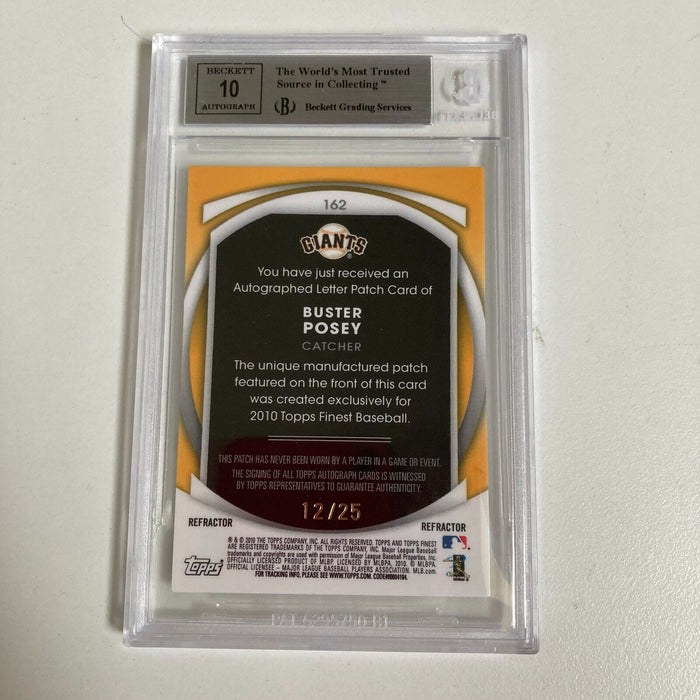 2010 Topps Finest Blue Refractor Buster Posey Letter Patch Auto /125 BGS 9 Mint