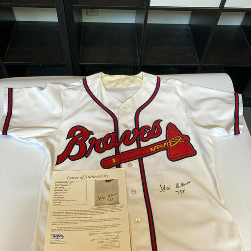 Hank Aaron 755 Home Run Signed Authentic Atlanta Braves Game Model Jersey JSA