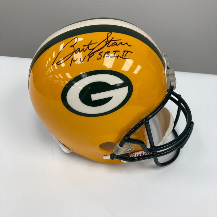 Bart Starr MVP Super Bowl 1 & 2 Signed Full Size Green Bay Packers Helmet JSA