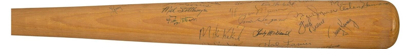 Thurman Munson 1972 Yankees Team Signed Joe Dimaggio Game Issued Bat PSA DNA COA