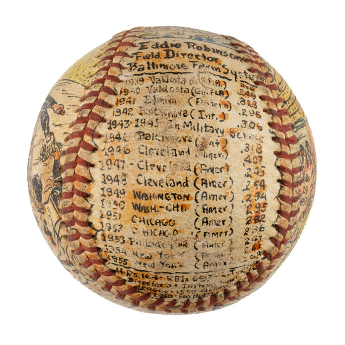 Beautiful Eddie Robinson Hand Painted George Sosnak Folk Art Signed Baseball