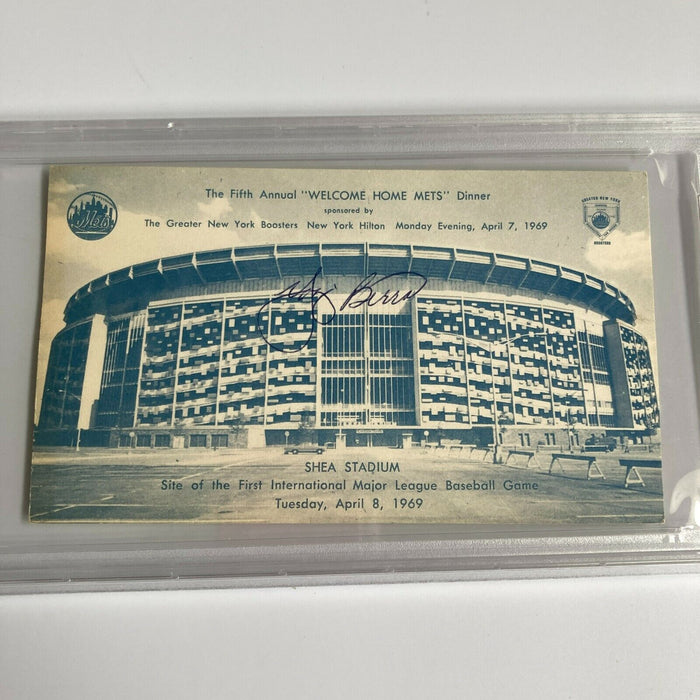 Yogi Berra Signed 1969 New York Mets Shea Stadium Postcard PSA DNA RARE