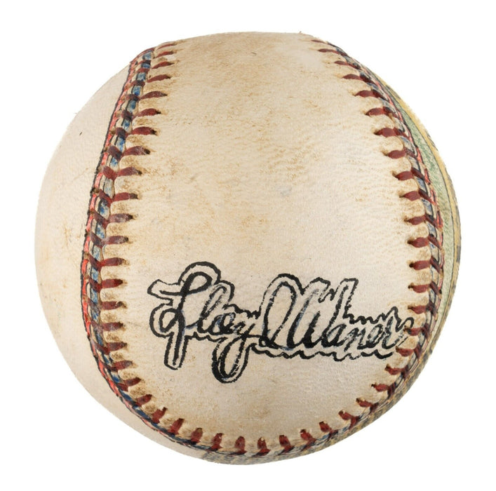 Beautiful Lloyd Waner Hand Painted George Sosnak Folk Art Signed Baseball