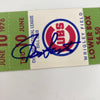 Ron Santo Signed 1976 Chicago Cubs Full Ticket JSA COA