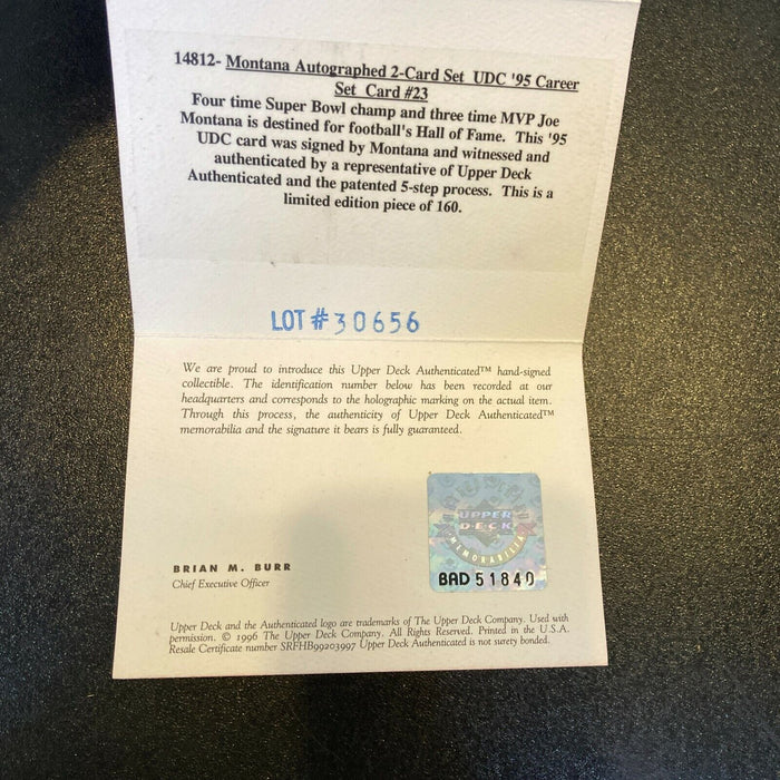 Joe Montana Signed 1995 Upper Deck Football Card UDA COA