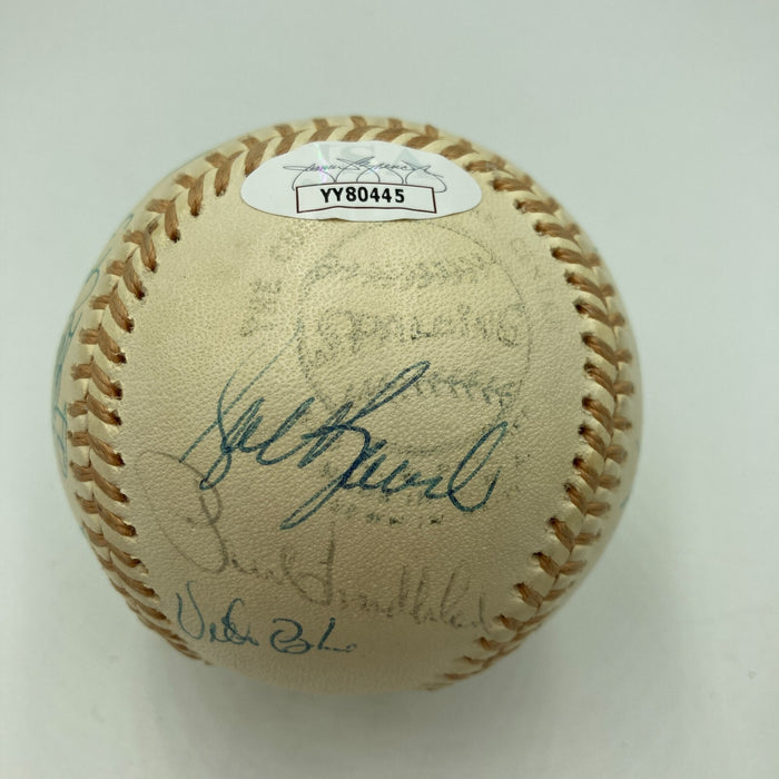 Beautiful 1974 Oakland A’s World Series Champs Team Signed Baseball JSA COA