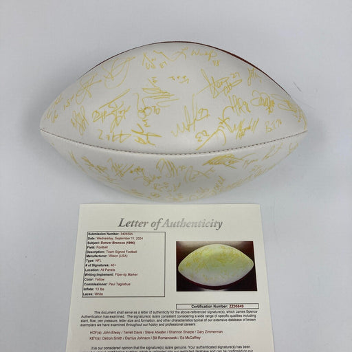 1996 Denver Broncos Team Signed NFL Wilson Football JSA COA