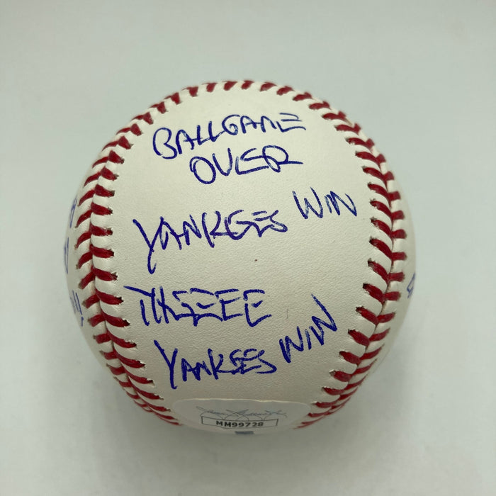 John Sterling Signed Heavily Inscribed STAT Baseball JSA COA RARE!