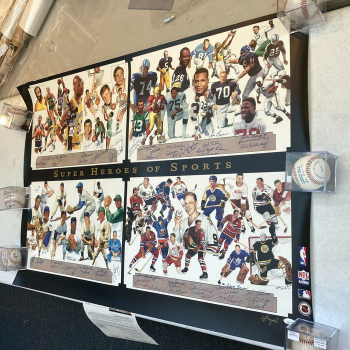 NBA, MLB, NFL & NHL Legends Sports Heroes Signed Litho Photo 60+ Sigs JSA COA