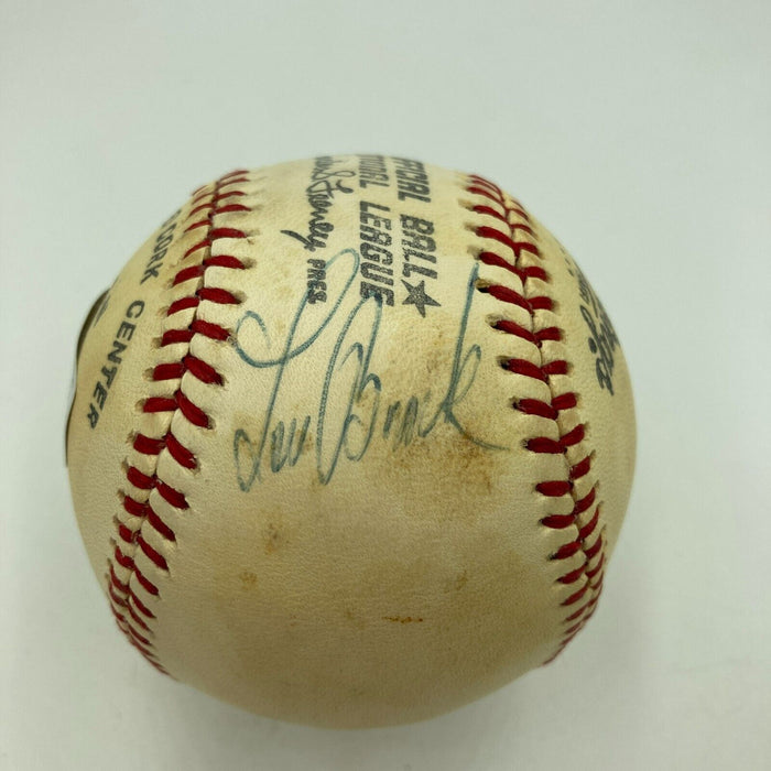 Lou Brock Signed Vintage National League Feeney Baseball Beckett Hologram