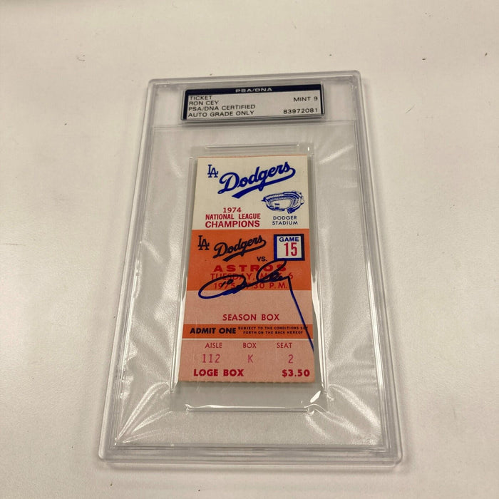 Ron Cey Signed 1975 Los Angeles Dodgers Ticket PSA DNA MINT 9