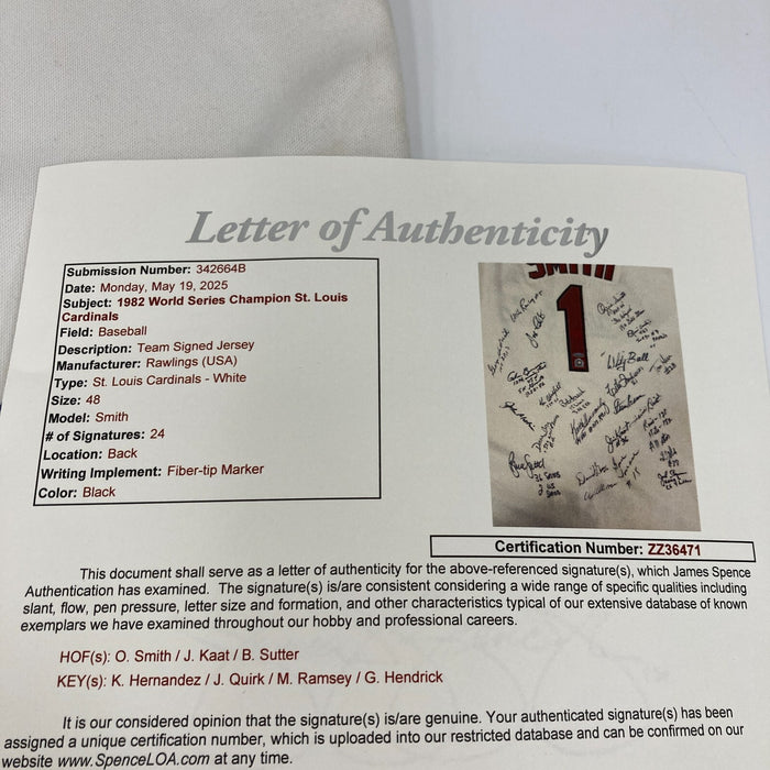 1982 St Louis Cardinals World Series Champs Team Signed Rawlings Jersey JSA COA