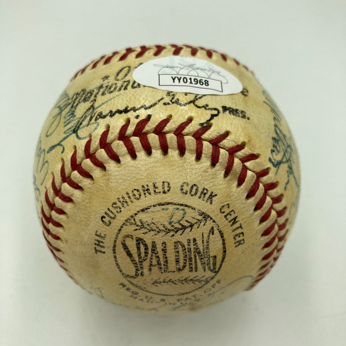 Willie Mays Hank Aaron Stan Musial 1950's Hall Of Fame Multi Signed Baseball JSA