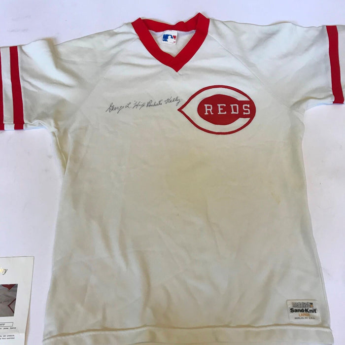 Rare George Kelly "High Pockets" Signed Inscribed Cincinnati Reds Jersey JSA COA