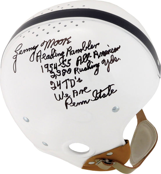 Lenny Moore Signed Heavily Inscribed STATS Penn State Full Size Helmet PSA DNA
