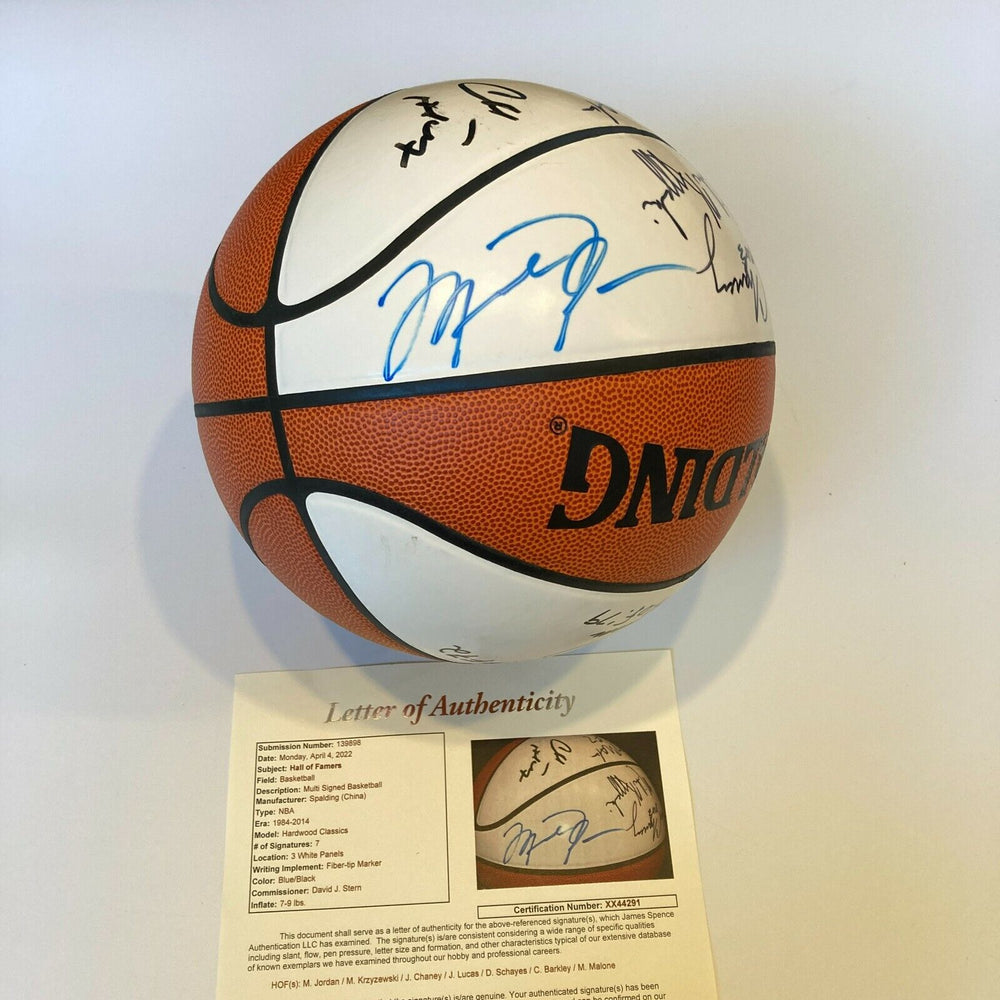 Michael Jordan Mike Krzyzewski HOF Induction Class Of 2001 Signed Basketball JSA