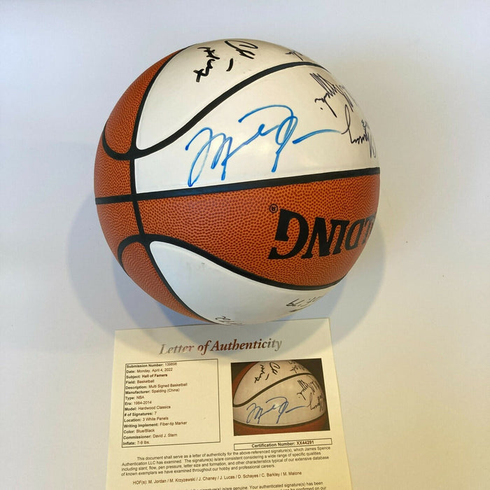 Michael Jordan Mike Krzyzewski HOF Induction Class Of 2001 Signed Basketball JSA