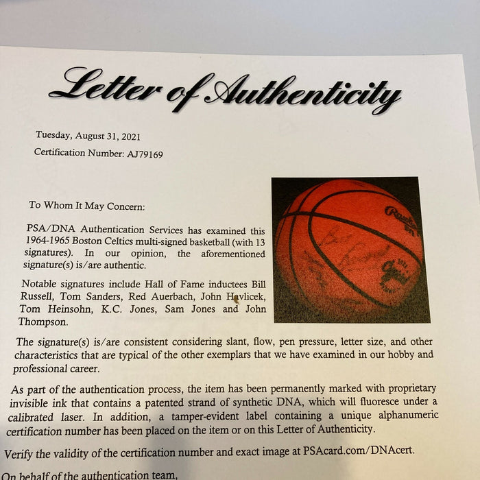 1964-65 Boston Celtics NBA Champs Team Signed Basketball Bill Russell PSA DNA