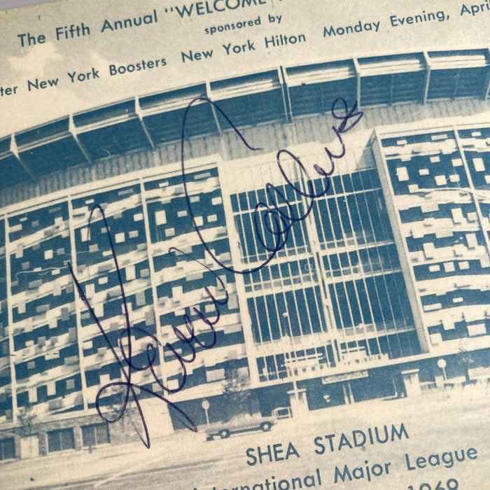 Kevin Collins Signed 1969 New York Mets Shea Stadium Postcard PSA DNA RARE