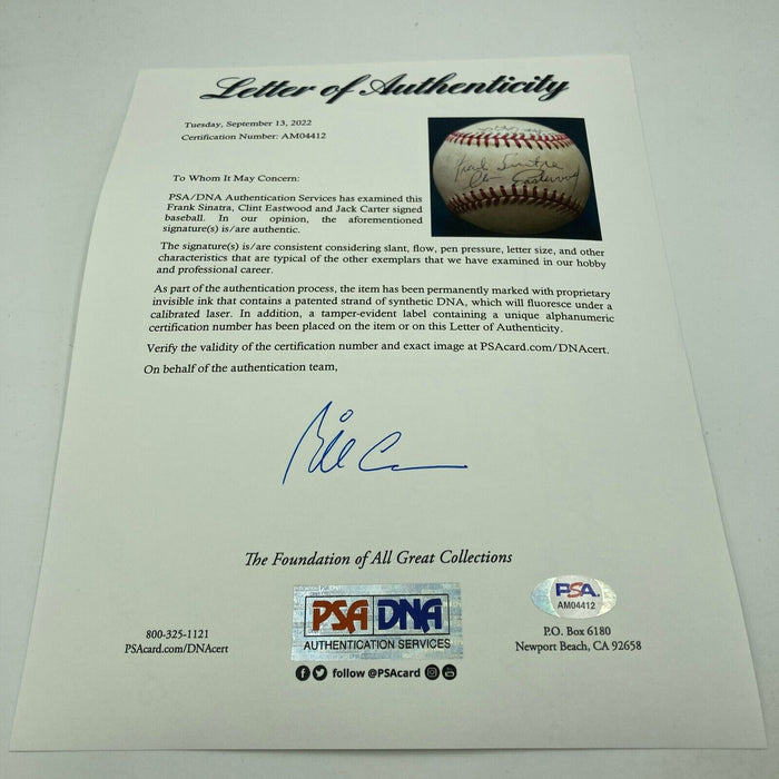 Incredible Frank Sinatra & Clint Eastwood Signed National League Baseball PSA