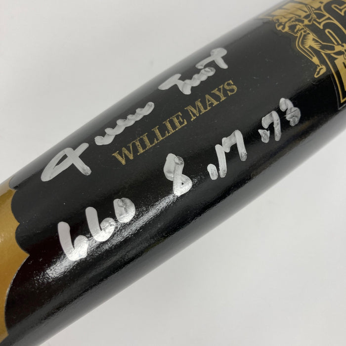 Willie Mays & Barry Bonds 660 Home Runs Signed Inscribed Baseball Bat Mays COA