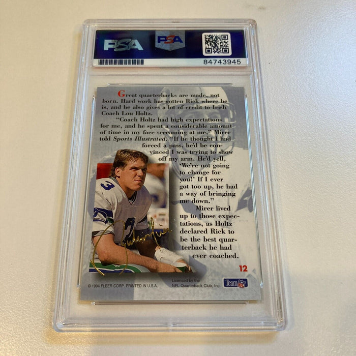 Rare 1994 Fleer Ultra Rick Mirer RC Signed Promo Card With Fleer Stamp PSA DNA