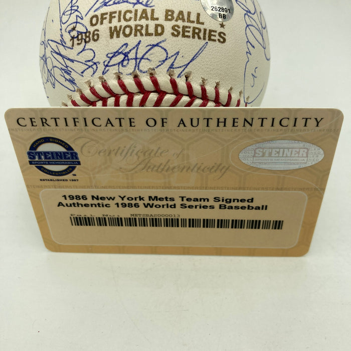 1986 New York Mets World Series Champs Team Signed W.S. Baseball Steiner & MLB
