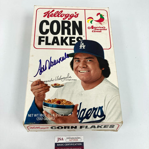 Fernando Valenzuela Signed 1980's Corn Flakes Cereal Box JSA COA