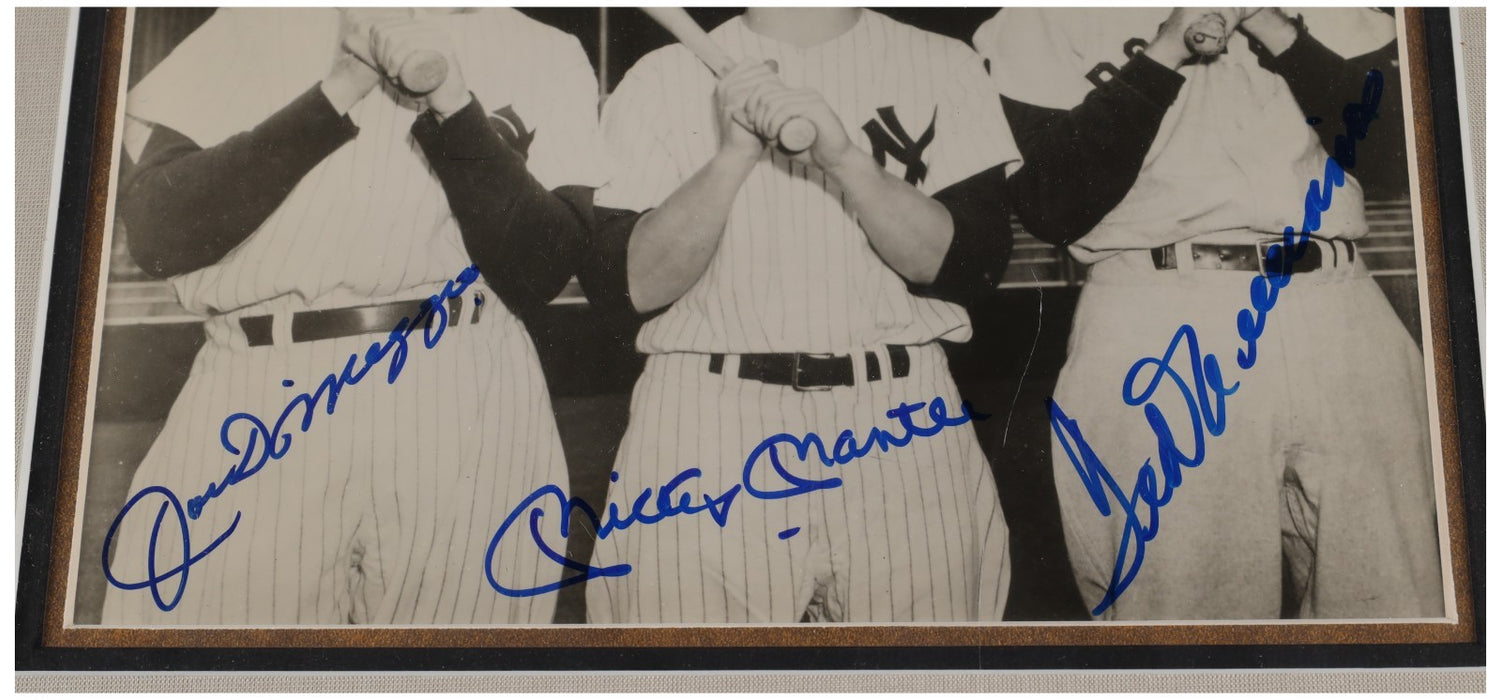Joe DiMaggio, Mickey Mantle, Ted Williams Signed Framed 8x10 Photo JSA COA