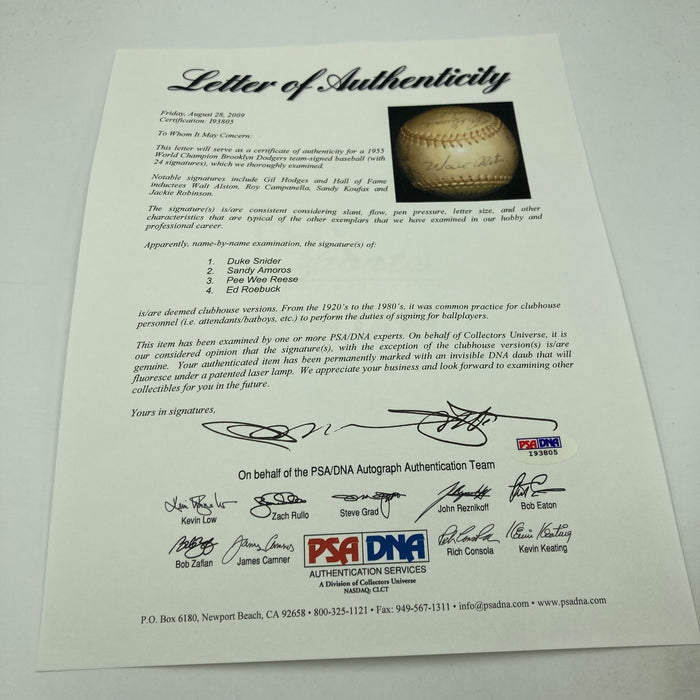 1955 Brooklyn Dodgers W.S. Champs Team Signed Baseball Jackie Robinson PSA & JSA