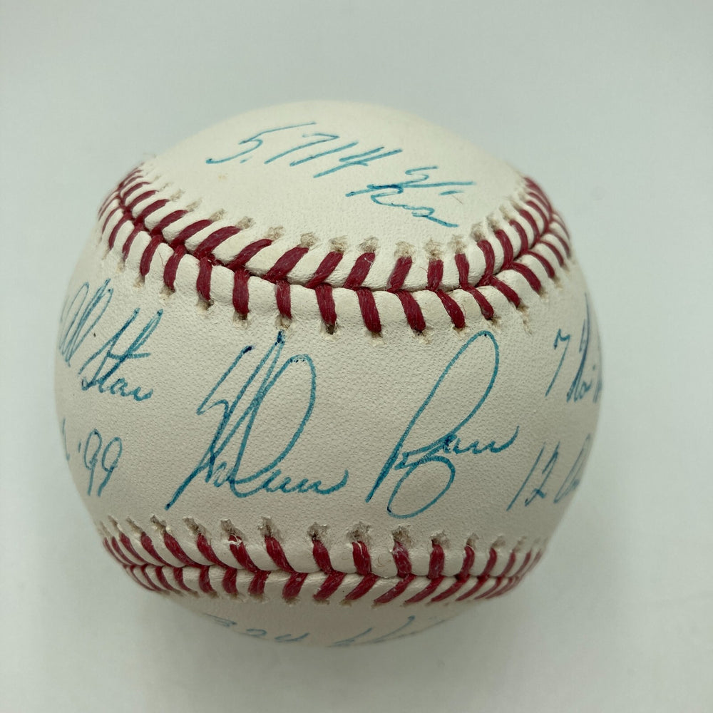Beautiful Nolan Ryan Signed Heavily Inscribed Career STAT Baseball JSA COA