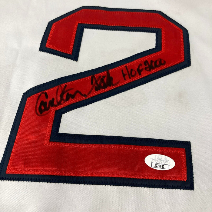 Carlton Fisk HOF 2000 Signed Mitchell & Ness Boston Red Sox Jersey JSA COA