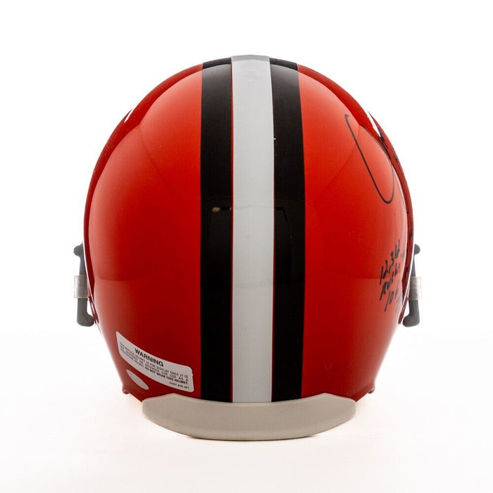 Jim Brown Signed Heavily Inscribed STATS Cleveland Browns Helmet Steiner COA