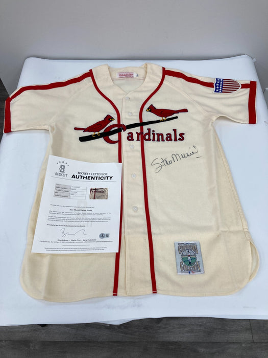 Stan Musial Signed St. Louis Cardinals Mitchell & Ness Jersey Beckett COA