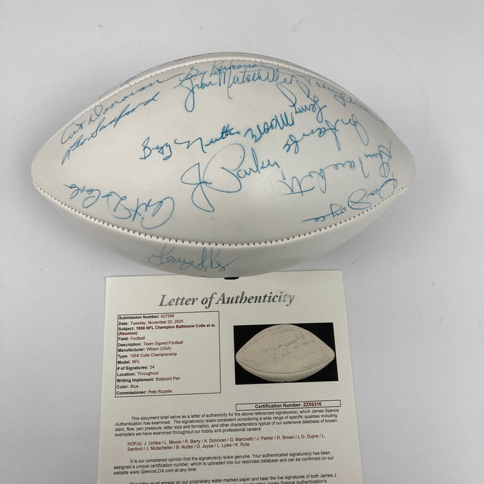 1958 Baltimore Colts NFL Champs Team Signed Football Johnny Unitas JSA COA