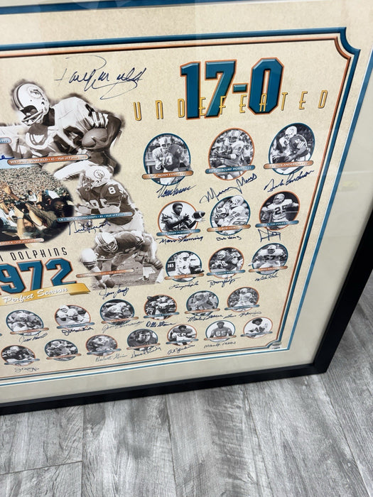 1972 Miami Dolphins Super Bowl Champs Team Signed Lithograph Photo JSA COA