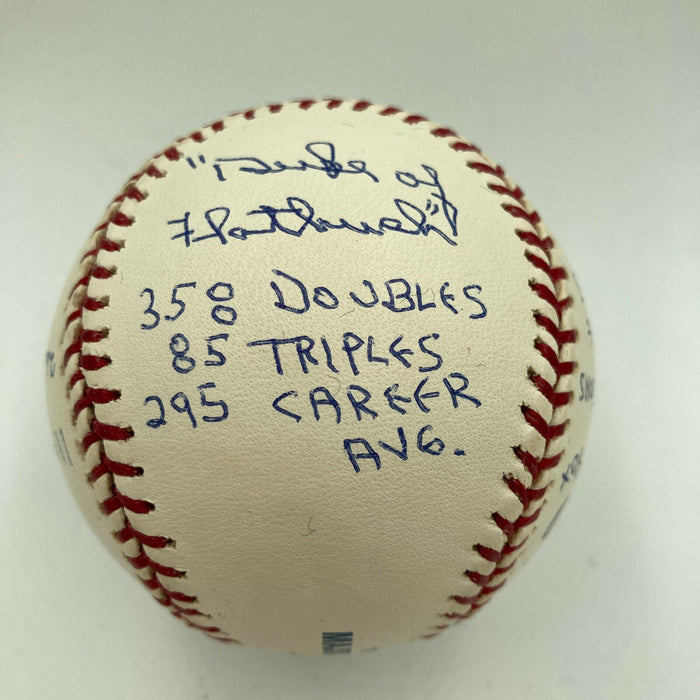 Duke Snider Signed Heavily Inscribed Career STAT Baseball Reggie Jackson COA