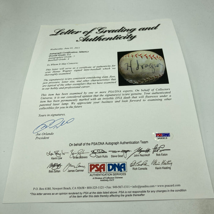 Honus Wagner Single Signed 1940 Mini Baseball PSA DNA & Beckett COA