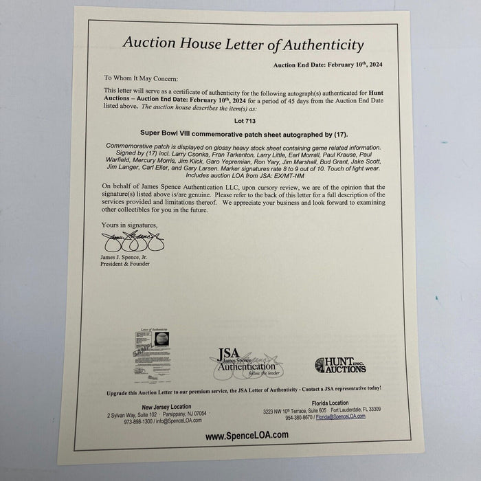 1973 Miami Dolphins Super Bowl Champs Team Signed Commemorative Patch JSA COA