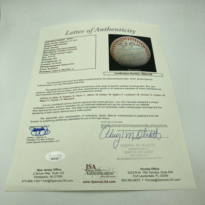 Willie Mays Rube Marquard George Kelly Hall Of Fame Multi Signed Baseball JSA