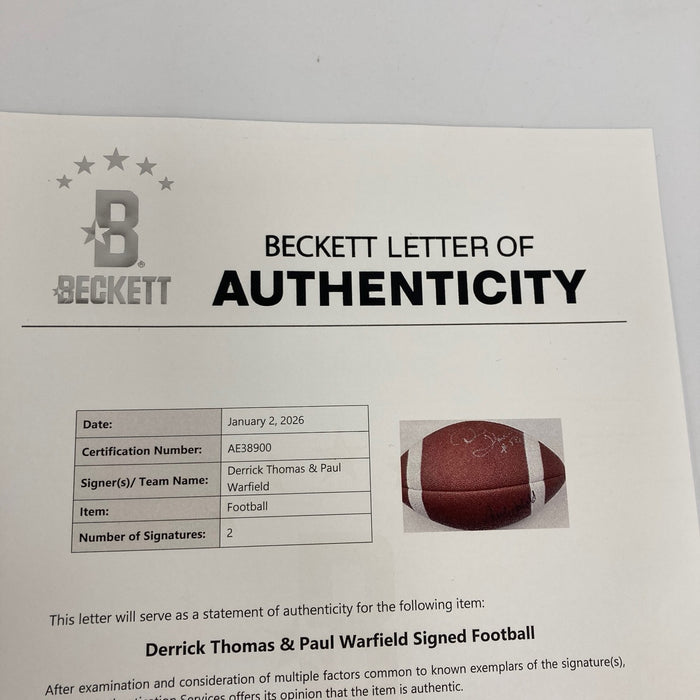Derrick Thomas Signed NFL Wilson Football Beckett COA