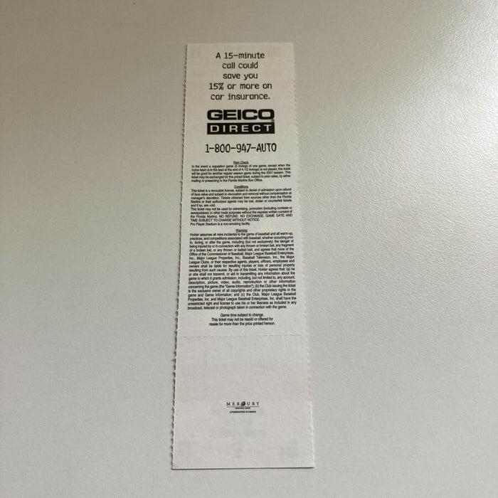 Josh Beckett MLB Debut First Game Original Full Ticket September 4, 2001